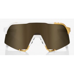 Okulary 100% S3 Peter Sagan LE Blue White Gold - Soft Gold Multilayer Mirror Lens (Szkła Złote Lustrzane Wielowarstwowe, LT 10% 