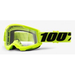 Gogle 100% STRATA 2 FLUO YELLOW (Szyba Przezroczysta Anti-Fog, LT 88%-92%) (NEW)