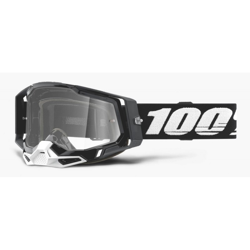 Gogle 100% RACECRAFT 2 BLACK (Szyba Przezroczysta Anti-Fog, LT 88%-92% + 10 Zrywek) (NEW)