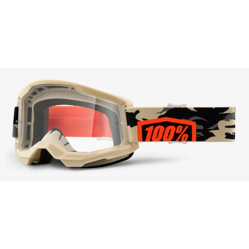 Gogle 100% STRATA 2 KOMBAT (Szyba Przezroczysta Anti-Fog, LT 88%-92%) (NEW)