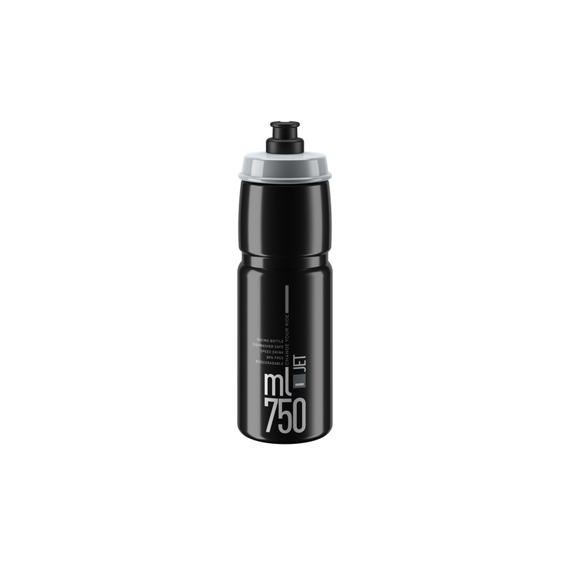 Elite Bidon Jet Black Grey logo 750ml