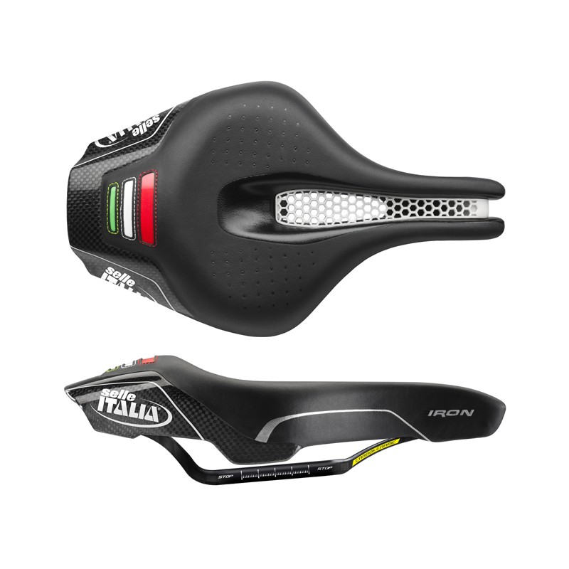 Siodło SELLE ITALIA IRON TEKNO FLOW L (id match - L123) carbon/keramic 7x9, fibra-tek, 210g czarne (DWZ)