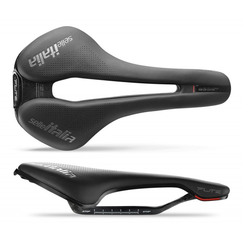 Siodło SELLE ITALIA FLITE BOOST SUPERFLOW KIT CARBONIO S (id match - S3) carbon +10mm 7x9, fibra-tek, czarne (NEW)