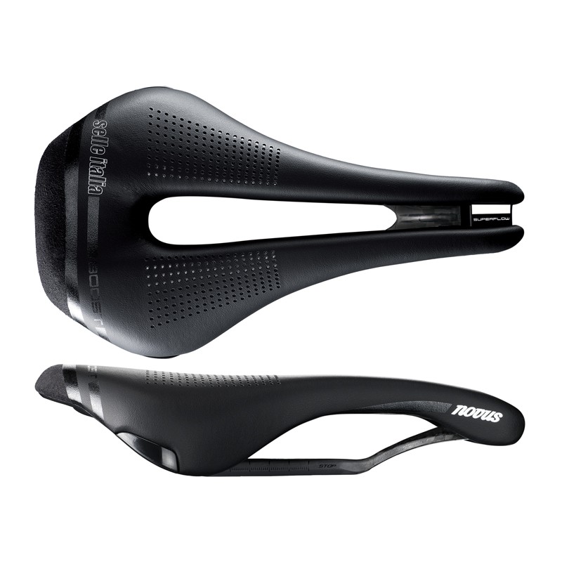 Siodło SELLE ITALIA NOVUS BOOST KIT CARBONIO SUPERFLOW S (id match - S3) carbon/keramic 7x9, fibra-tek, czarne (DWZ)