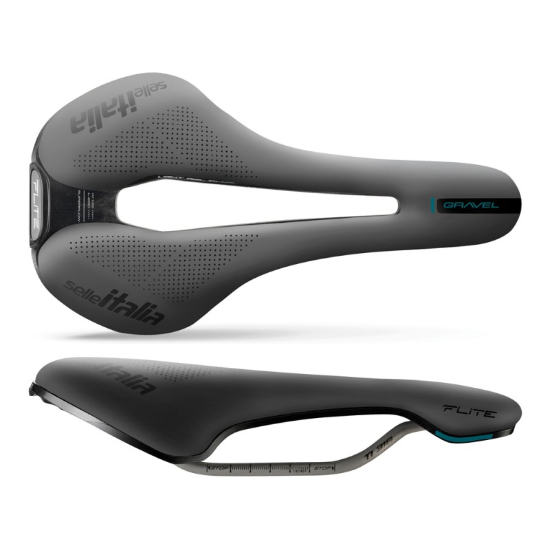 Siodło SELLE ITALIA FLITE BOOST SUPERFLOW GRAVEL S (id match - S3) TI 316 Tube 7, fibra-tek, czarne (NEW)