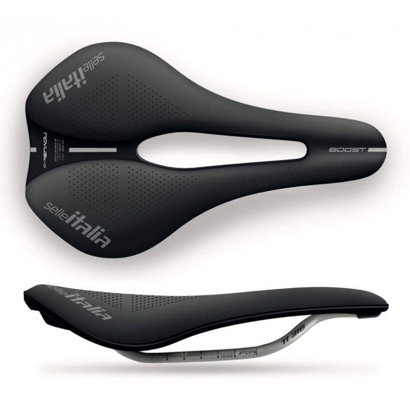 Siodło SELLE ITALIA NOVUS EVO BOOST SUPERFLOW L (id match - L3) TI 316 tube 7, fibra-tek, czarne (NEW)