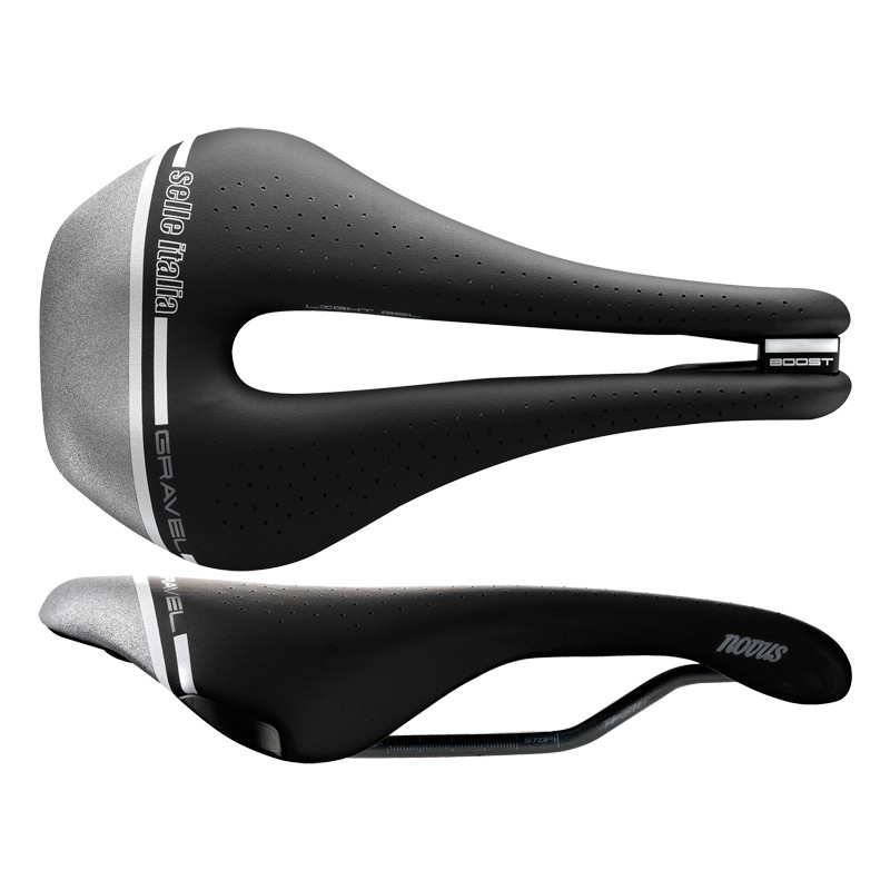 Siodło SELLE ITALIA NOVUS BOOST GRAVEL TECH SUPERFLOW L (id match - L3) TI 316 Tube 7, fibra-tek, 260g czarno-szary (DWZ)