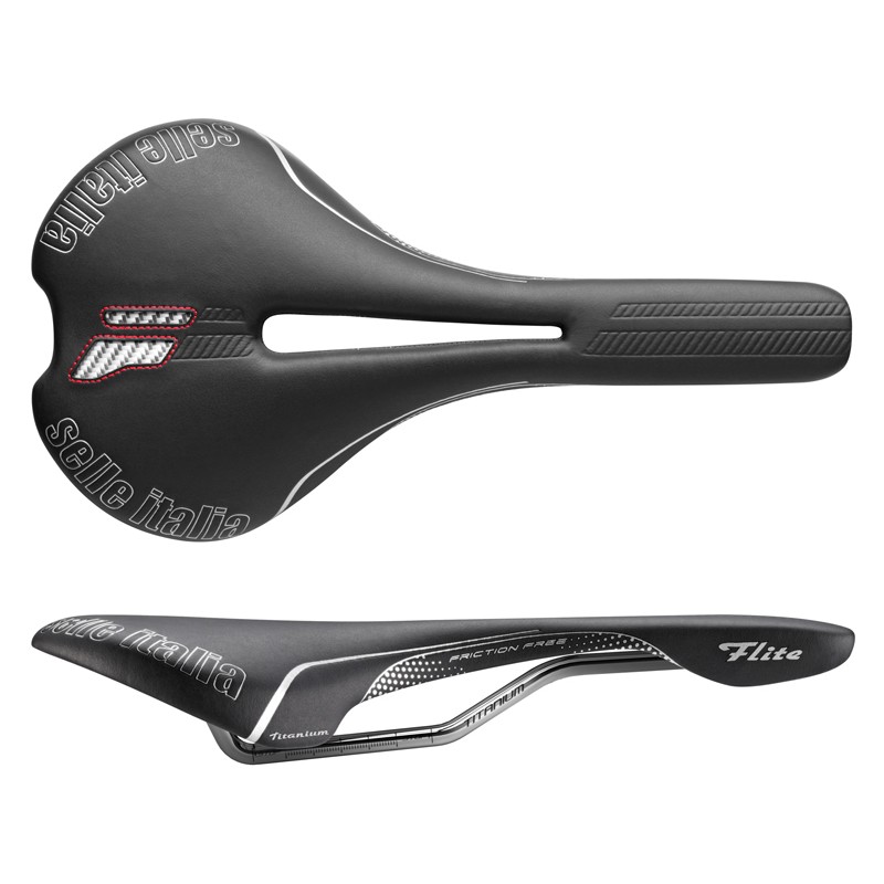 Siodło SELLE ITALIA FLITE FRICTION FREE FLOW L (id match - L2) titanium 7, fibra-tek, 205g czarne (DWZ)