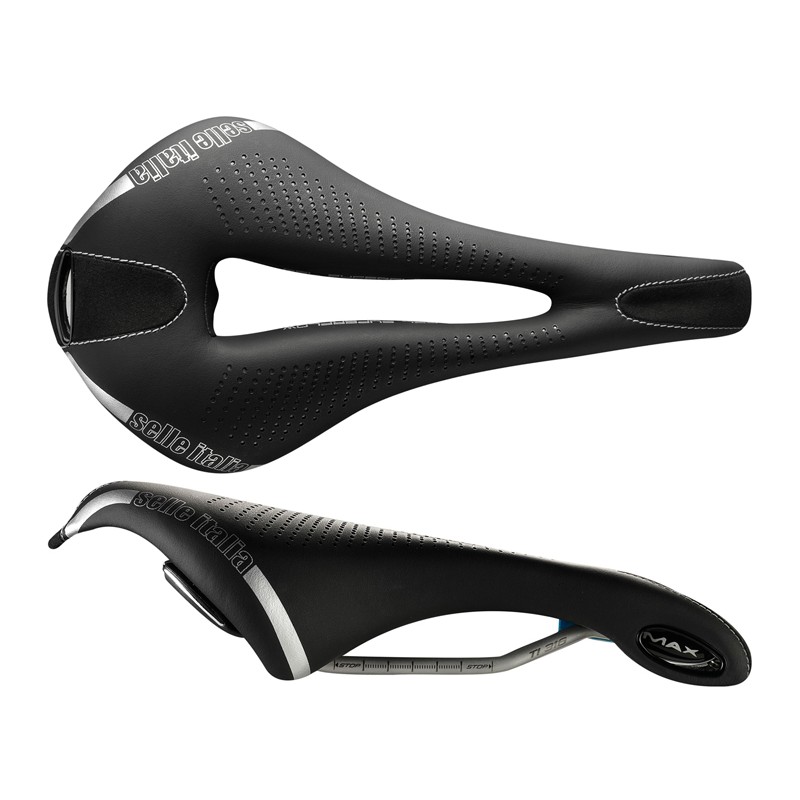 Siodło SELLE ITALIA MAX FLITE GEL SUPERFLOW L (id match - L3) TI 316 Tube 7, fibra-tek, 320g czarne (NEW 2021)