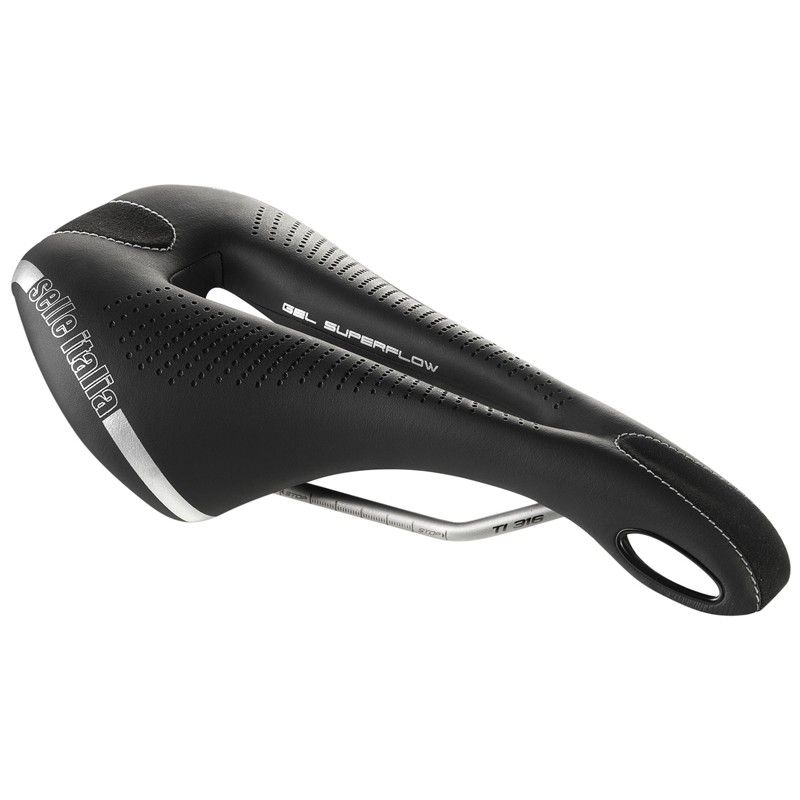 Siodło SELLE ITALIA MAX FLITE GEL SUPERFLOW L (id match - L3) TI 316 Tube 7, fibra-tek, 320g czarne (NEW 2021)