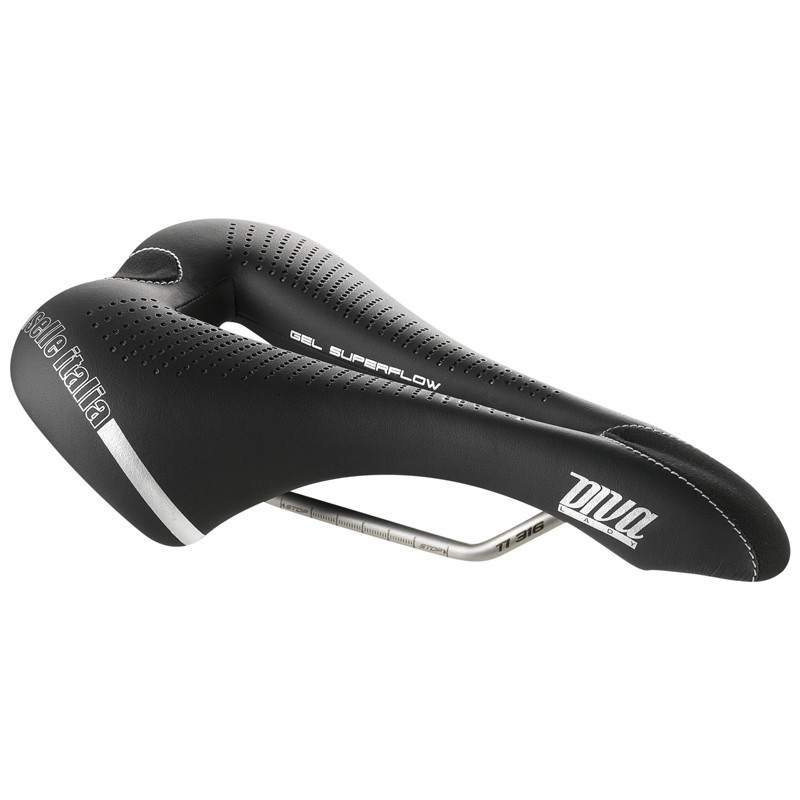 Siodło SELLE ITALIA DIVA GEL SUPERFLOW L (id match - L3) TI 316 Tube 7, fibra-tek, 285g czarne (NEW)