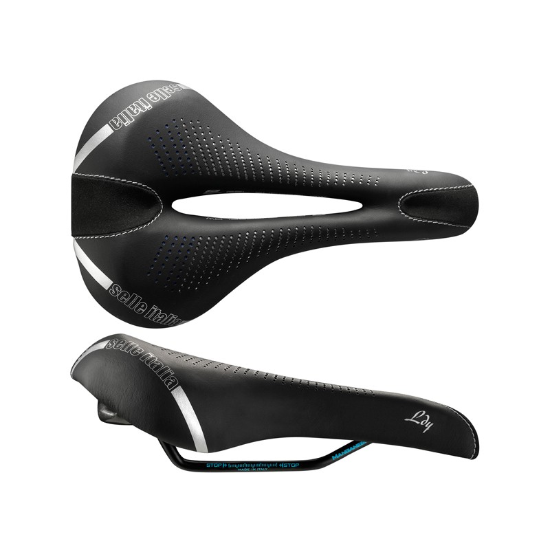 Siodło SELLE ITALIA LADY E-BIKE GEL FLOW L (id match - L2) Manganese Tube 7, fibra-tek - Mokka, 310g czarno-niebieski (DWZ)