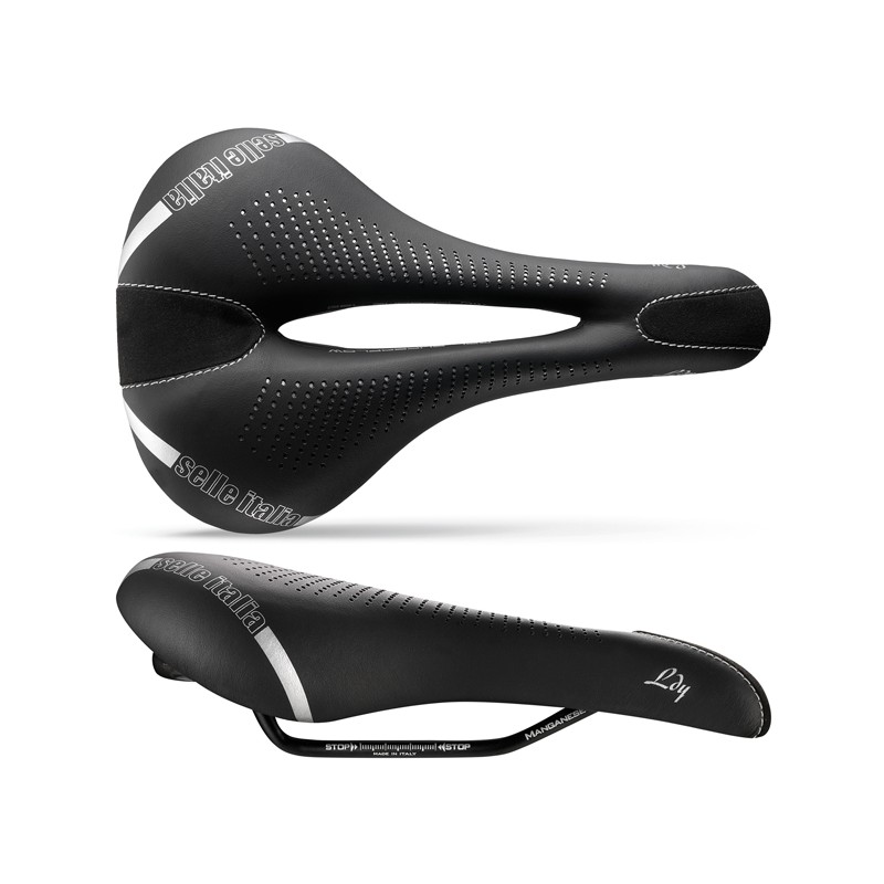 Siodło SELLE ITALIA LADY GEL FLOW L (id match - L2) Manganese Tube 7,  fibra-tek, 310g czarne (NEW 2021)