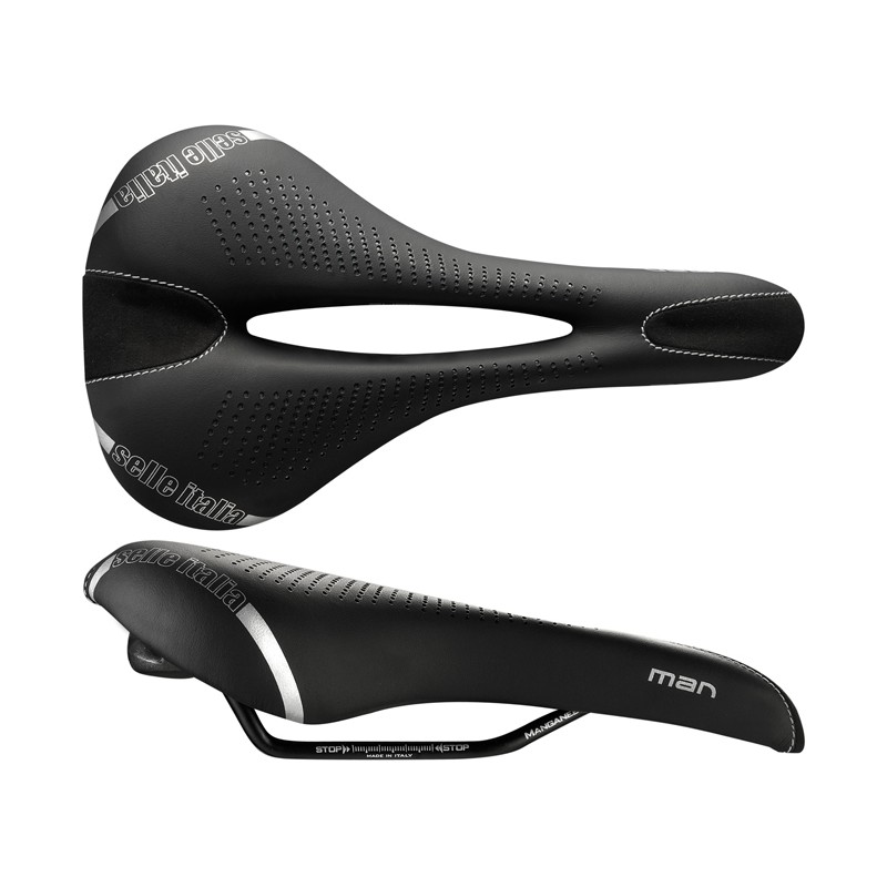 Siodło SELLE ITALIA MAN GEL FLOW L (id match - L2) Manganese Tube 7, fibra-tek, 310g czarne (NEW 2021)