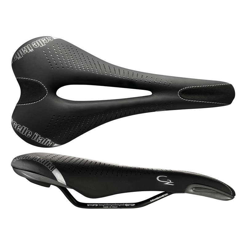Siodło SELLE ITALIA C2 GEL FLOW S (id match - S2) Manganese Tube 7, fibra-tek, 290g czarne (NEW 2021)