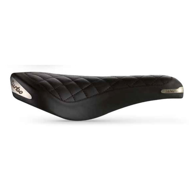 Siodło SELLA ITALIA TURBO BONNIE Fec Alloy 7, skórzane czarne 367g (NEW)