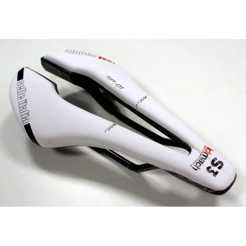 Siodło SELLE ITALIA SP-01 BOOST TM SUPERFLOW (id match - S3) manganese tube 7, białe, testowe zestaw SIT-0000000000157 (NEW)