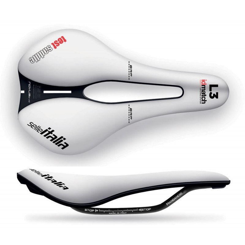 Siodło SELLE ITALIA NOVUS EVO BOOST TM SUPERFLOW L (id match - L3) manganese tube 7, białe, testowe (NEW)
