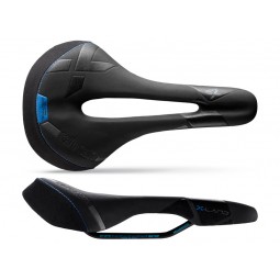 Siodło SELLE ITALIA X-LAND E-BIKE TM SUPERFLOW L (id match - L3) Manganese Tube 7,  fibra-tek- Mokka, 275g czarno-niebieskie (DW