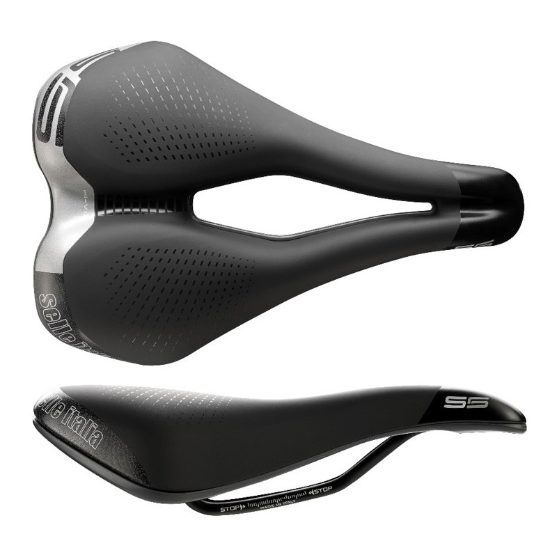 Siodło SELLE ITALIA MAX S 5 SUPERFLOW L (id match - L3) Fec Alloy 7, soft-tek, żelowe czarne (NEW)