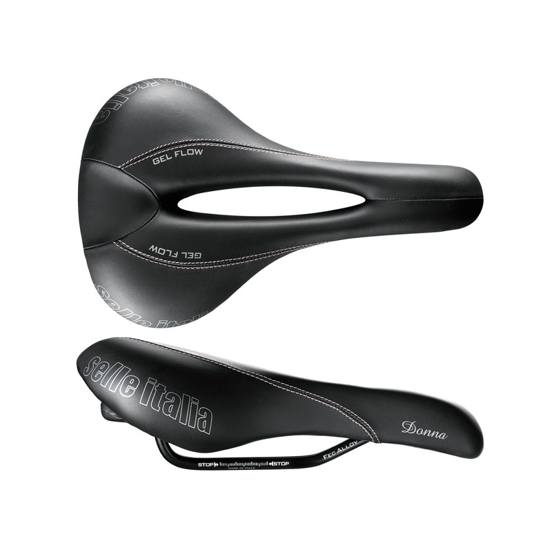 Siodło SELLE ITALIA DONNA GEL FLOW L (id match - L2) Fec Alloy 7, Duro-Tek, 345g czarne (NEW)