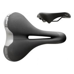 Siodło SELLE ITALIA TOURING T 3 FLOW S (id match - S2) Fec Alloy 7x9, soft-tek, żelowe czarne (NEW)