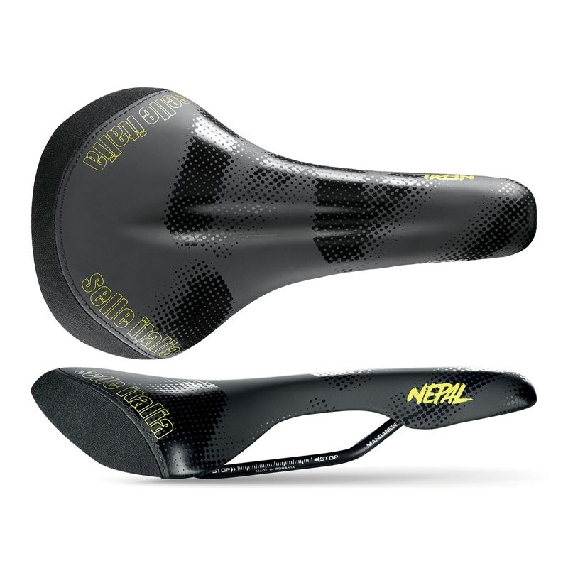 Siodło SELLE ITALIA NEPAL TM L (id match - L1) manganese tube 7, duro-tek, czarno-żółte (DWZ)