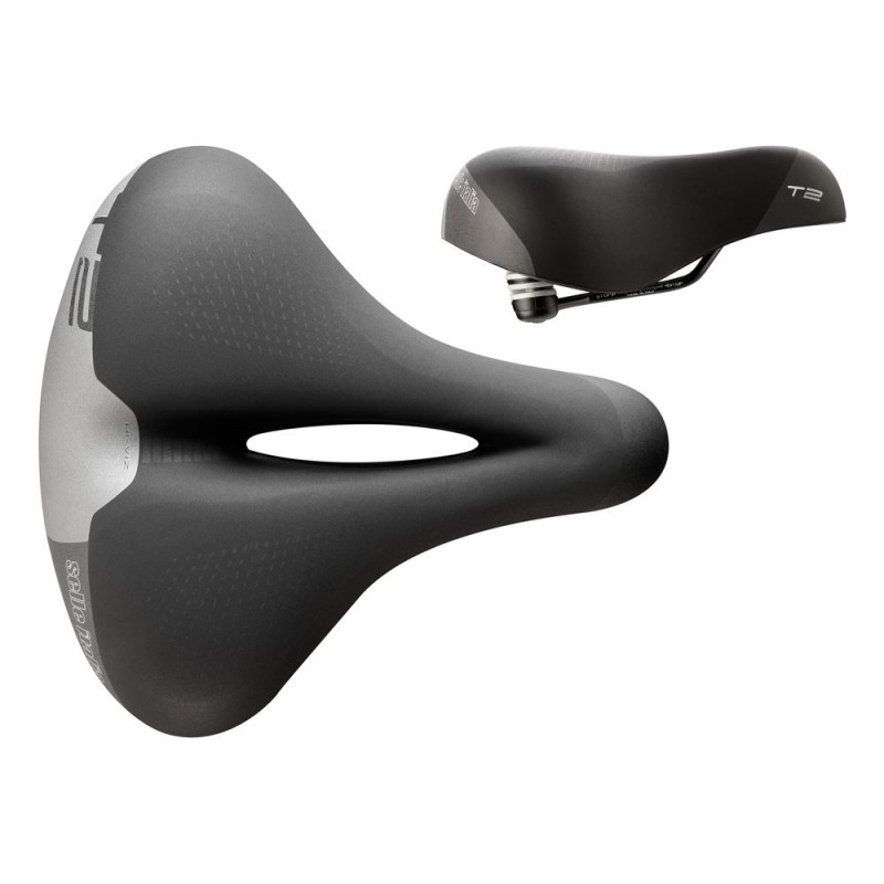 Siodło SELLE ITALIA TOURING T 2 FLOW S (id match - L2) Fec Alloy 7, soft-tek, żelowe czarne (NEW)