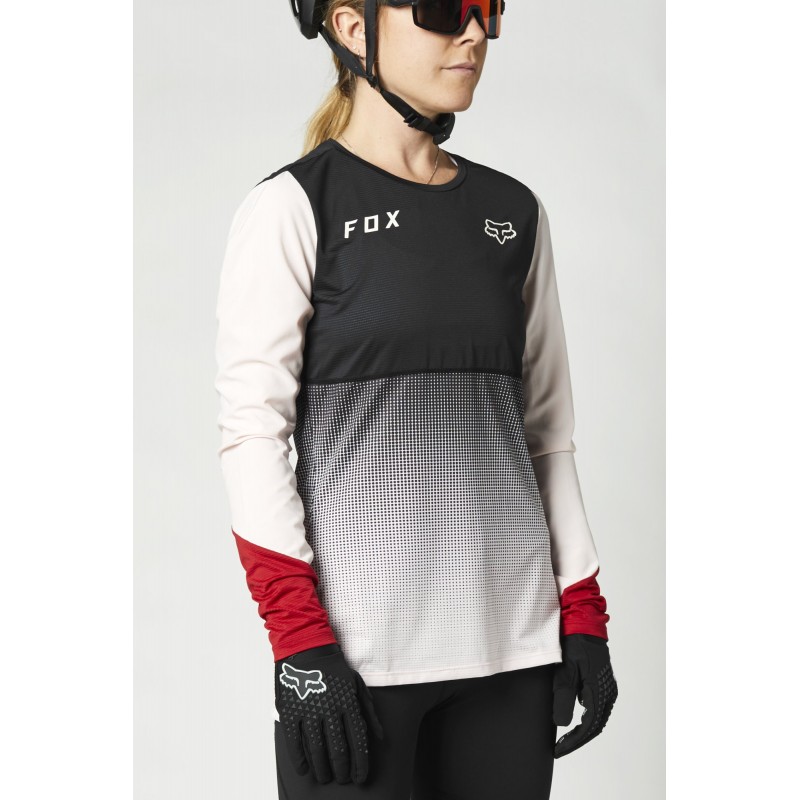 KOSZULKA ROWEROWA FOX LADY Z DŁUGIM RĘKAWEM FLEXAIR BLACK/PINK