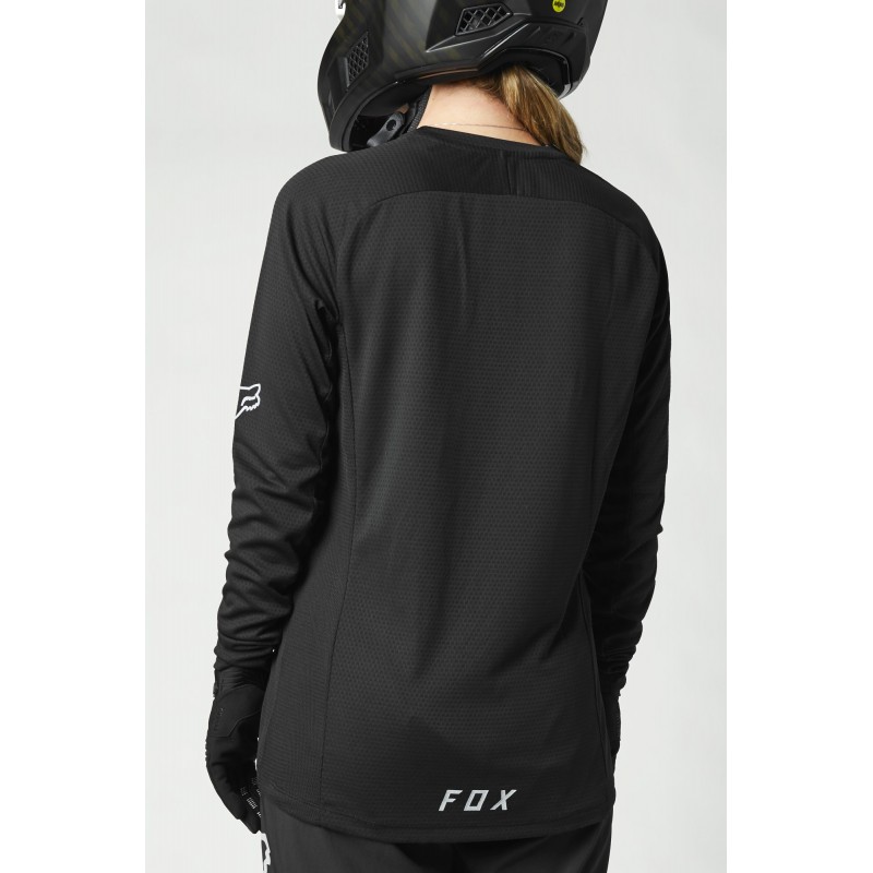 KOSZULKA ROWEROWA FOX LADY Z DŁUGIM RĘKAWEM DEFEND BLACK
