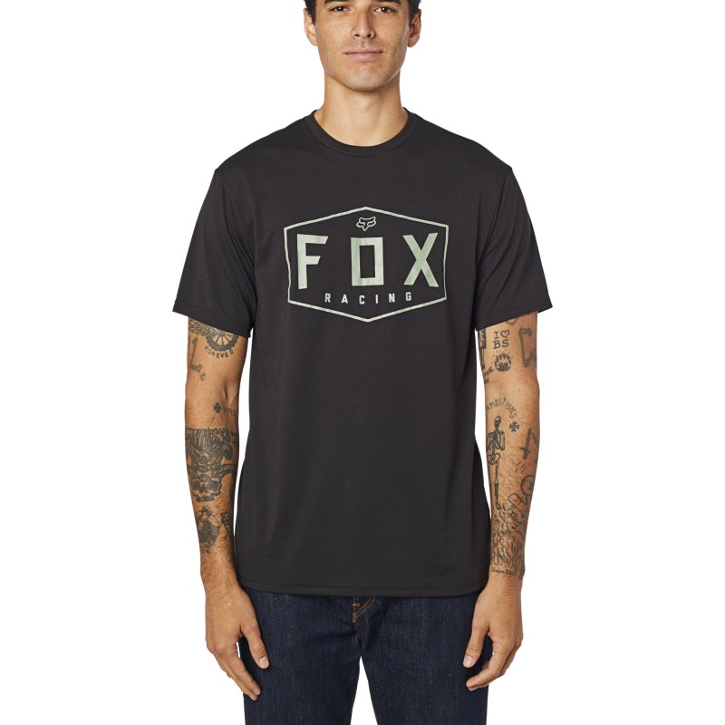 T-SHIRT FOX CREST TECH BLACK/GREEN