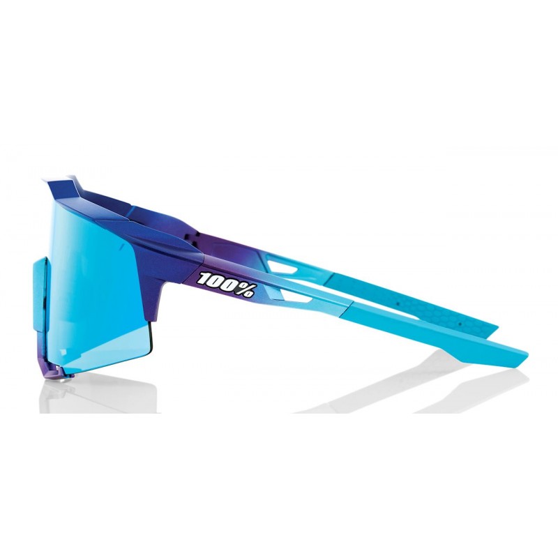 Okulary 100% SPEEDCRAFT Matte Metallic Into the Fade - Blue Topaz Multilayer Mirror Lens (Szkła Błękitne Lustrzane Wielowarstwow