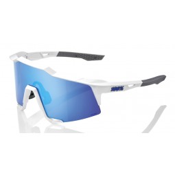 Okulary 100% SPEEDCRAFT Matte White - HiPER Blue Multilayer Mirror Lens (Szkła Niebieskie Lustrzane Wielowarstwowe) (NEW 2021)