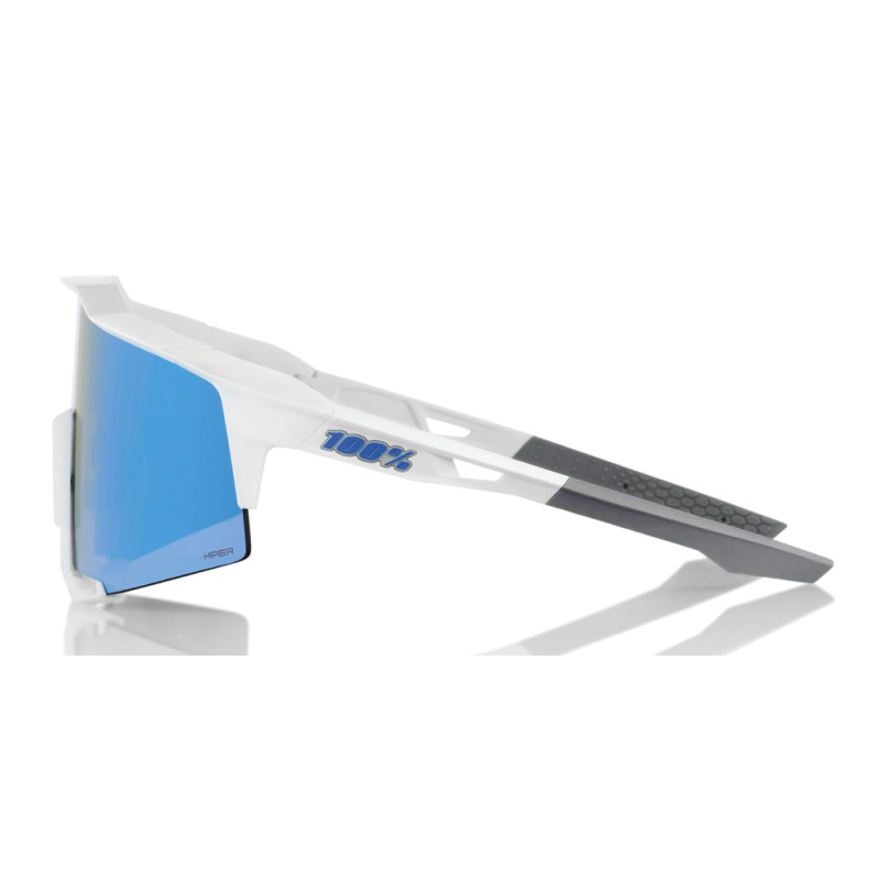 Okulary 100% SPEEDCRAFT Matte White - HiPER Blue Multilayer Mirror Lens (Szkła Niebieskie Lustrzane Wielowarstwowe) (NEW 2021)