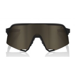 Okulary 100% S3 Soft Tact Black - Soft Gold Mirror Lens (Szkła Złote Lustrzane) (NEW 2021)