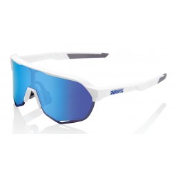 Okulary 100% S2 Matte White - HiPER Blue Multilayer Mirror Lens (Szkła Niebieskie Lustrzane Wielowarstwowe) (NEW 2021)