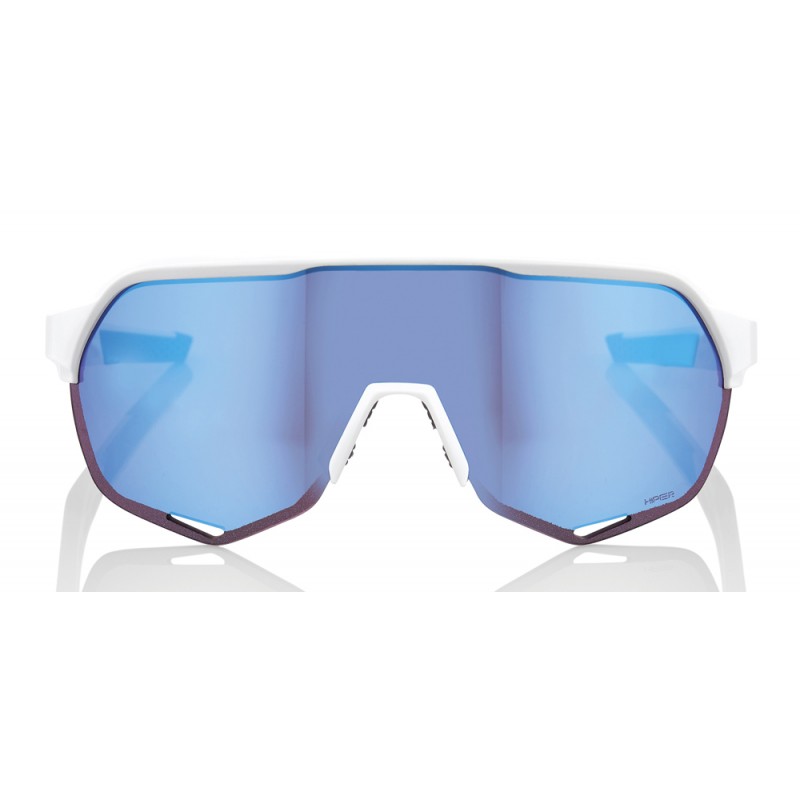 Okulary 100% S2 Matte White - HiPER Blue Multilayer Mirror Lens (Szkła Niebieskie Lustrzane Wielowarstwowe) (NEW 2021)