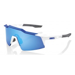 Okulary 100% SPEEDCRAFT SL Matte White/Metallic Blue - HiPER Blue Multilayer Mirror Lens (Szkła Niebieskie Lustrzane Wielowarstw