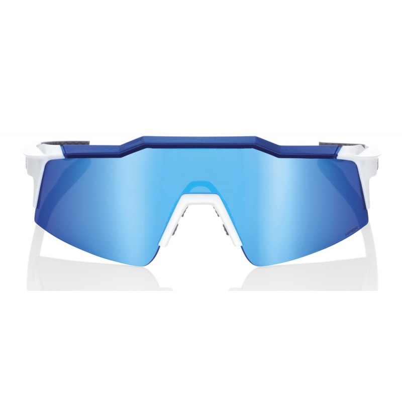 Okulary 100% SPEEDCRAFT SL Matte White/Metallic Blue - HiPER Blue Multilayer Mirror Lens (Szkła Niebieskie Lustrzane Wielowarstw