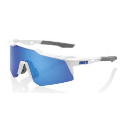 Okulary 100% SPEEDCRAFT XS Matte White - Blue Multilayer Mirror Lens (Szkła Niebieskie Lustrzane Wielowarstwowe, LT 14% + Szkła 