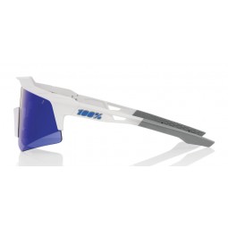 Okulary 100% SPEEDCRAFT XS Matte White - Blue Multilayer Mirror Lens (Szkła Niebieskie Lustrzane Wielowarstwowe, LT 14% + Szkła 