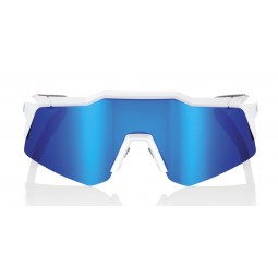 Okulary 100% SPEEDCRAFT XS Matte White - Blue Multilayer Mirror Lens (Szkła Niebieskie Lustrzane Wielowarstwowe, LT 14% + Szkła 