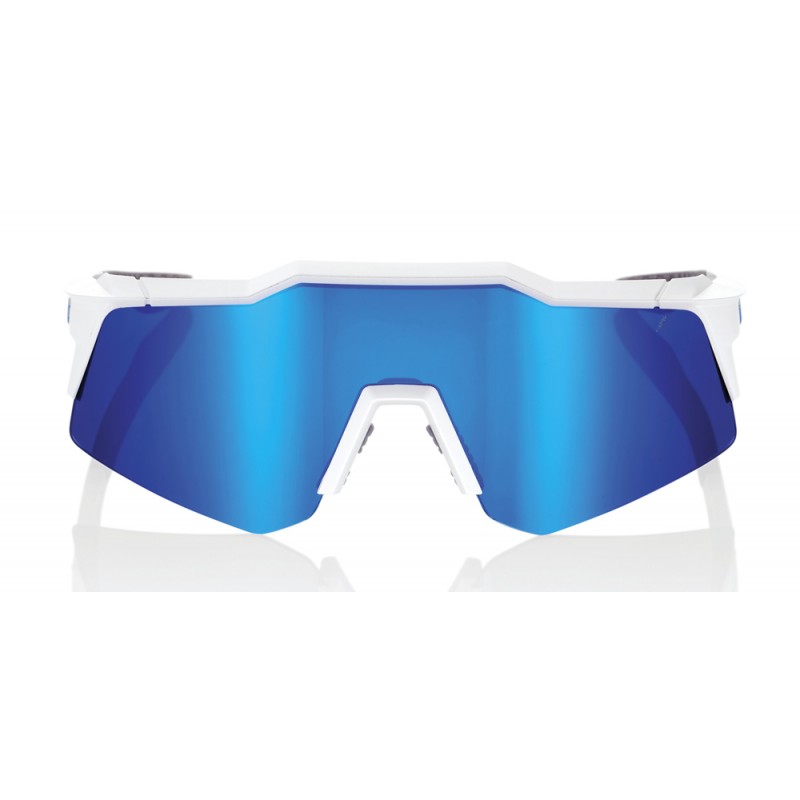 Okulary 100% SPEEDCRAFT XS Matte White - Blue Multilayer Mirror Lens (Szkła Niebieskie Lustrzane Wielowarstwowe, LT 14% + Szkła 