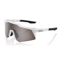 Okulary 100% SPEEDCRAFT XS Matte White - HiPER Silver Mirror Lens (Szkła Srebrne Lustrzane, LT 14% + Szkła Przeźroczyste, LT 93%