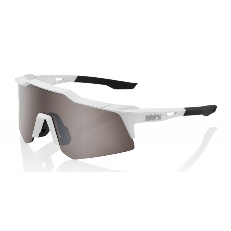 Okulary 100% SPEEDCRAFT XS Matte White - HiPER Silver Mirror Lens (Szkła Srebrne Lustrzane, LT 14% + Szkła Przeźroczyste, LT 93%