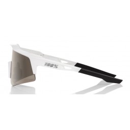Okulary 100% SPEEDCRAFT XS Matte White - HiPER Silver Mirror Lens (Szkła Srebrne Lustrzane, LT 14% + Szkła Przeźroczyste, LT 93%