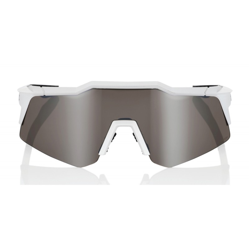 Okulary 100% SPEEDCRAFT XS Matte White - HiPER Silver Mirror Lens (Szkła Srebrne Lustrzane, LT 14% + Szkła Przeźroczyste, LT 93%