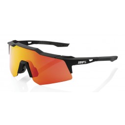 Okulary 100% SPEEDCRAFT XS Soft Tact Black - HiPER Red Multilayer Mirror Lens (Szkła Czerwone Lustrzane Wielowarstwowe, LT 21% +