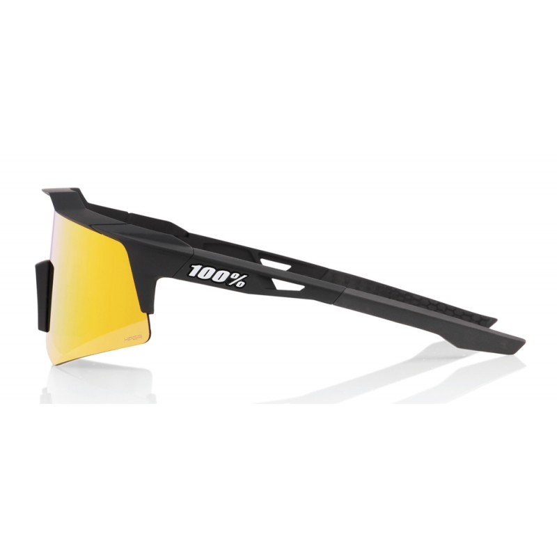 Okulary 100% SPEEDCRAFT XS Soft Tact Black - HiPER Red Multilayer Mirror Lens (Szkła Czerwone Lustrzane Wielowarstwowe, LT 21% +