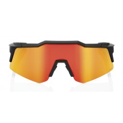 Okulary 100% SPEEDCRAFT XS Soft Tact Black - HiPER Red Multilayer Mirror Lens (Szkła Czerwone Lustrzane Wielowarstwowe, LT 21% +